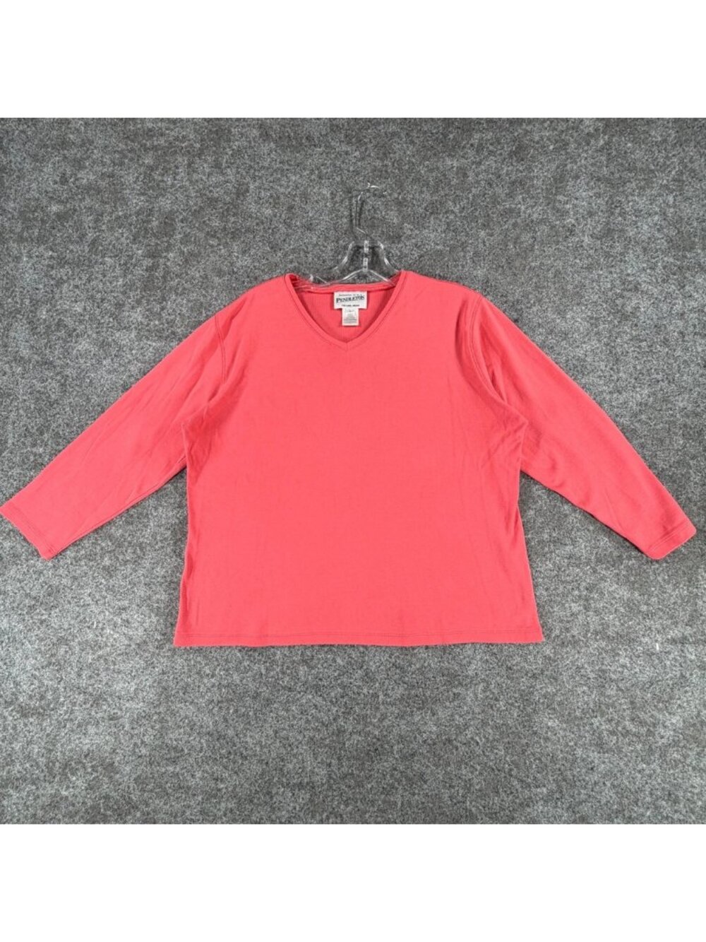 Pendleton V-Neck T-Shirt Womens L Orange 3/4 Sleeve Casual Comfort Relaxed Fit